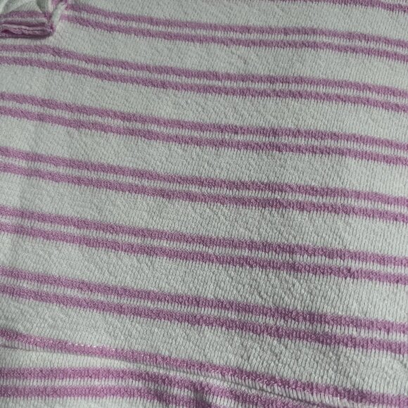 Pink and White Striped Terry Cloth Oversized Boxy Fit Balloon Sleeve Top Size L - Picture 4 of 5